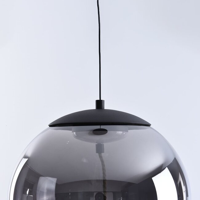 3-step dimmable pendant light Vajen - smoked glass with hemp rope