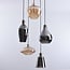 5-light pendant light Nisa - amber and smoked glass with gold
