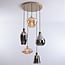 5-light pendant light Nisa - amber and smoked glass with gold