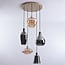 5-light pendant light Nisa - amber and smoked glass with gold