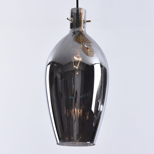 5-light pendant light Nisa - amber and smoked glass with gold