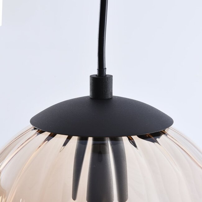 pendant light Maja - amber glass and black