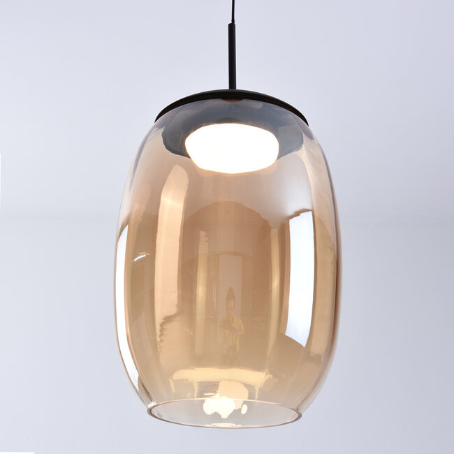 Novi pendant lamp with 3-step dimmer and amber glass