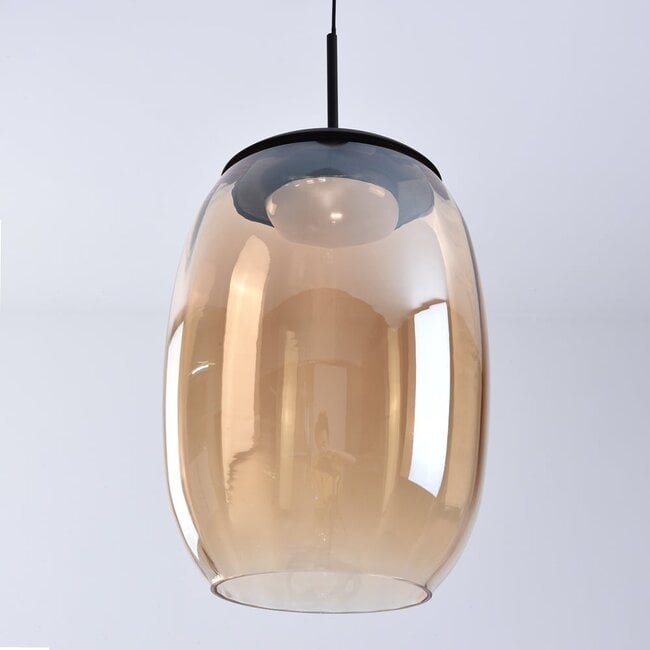 3-step dimmable pendant light Novi - amber glass and black