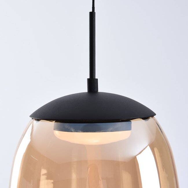 Novi pendant lamp with 3-step dimmer and amber glass