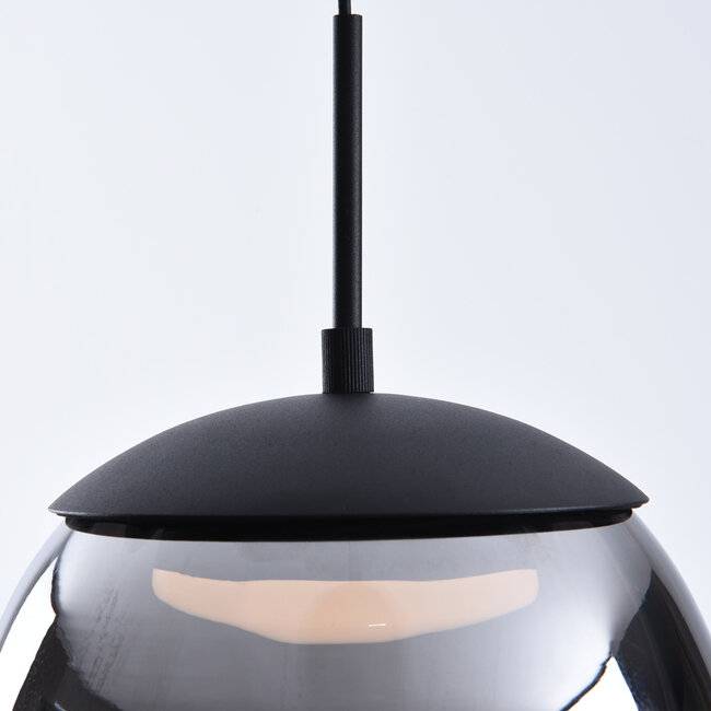 Black pendant light with smoked glass, 3-step dim - Nadine
