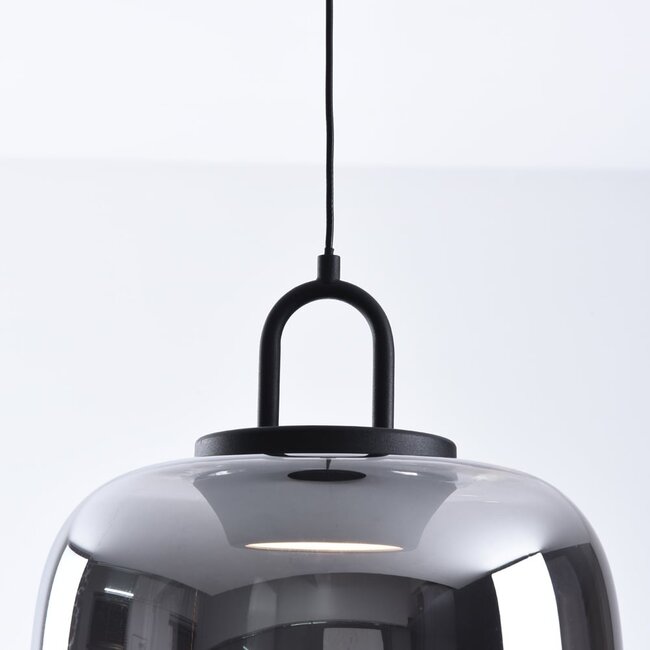 Smoked glass pendant lamp with gradient and 3-step dimmable LEDs - Melody