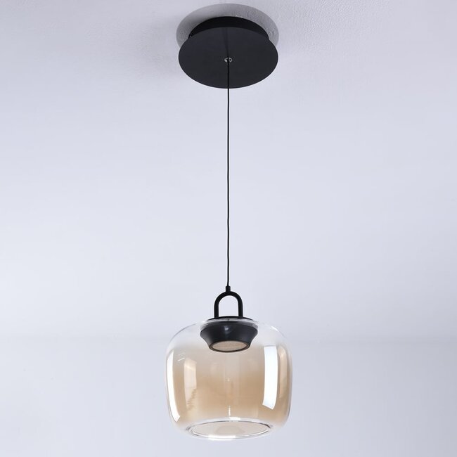 3-step dimmable pendant light Zahra - spherical amber glass