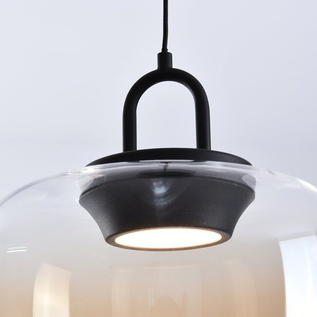 3-step dimmable pendant light Zahra - spherical amber glass