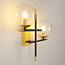 Black wall light with golden details, 2-bulb - Niya