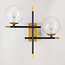 Black wall light with golden details, 2-bulb - Niya