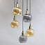 5-light pendant light Lyana with smoked and amber glass