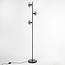 Black floor lamp with smoked glass, 3-bulb - Musta