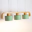 3-light pendant light Rosie - green shades with wood