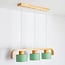 3-light pendant light Rosie - green shades with wood