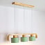 3-light pendant light Rosie - green shades with wood
