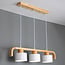3-light pendant light Rosie - green shades with wood