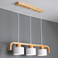 Wooden pendant light with 3 white lampshades - Rosie