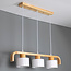 Wooden pendant light with 3 white lampshades - Rosie
