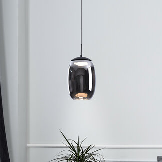 Black pendant light with smoked glass, 3-step dim - Nadine Black pendant light with smoked glass, 3-step dim - Nadine
