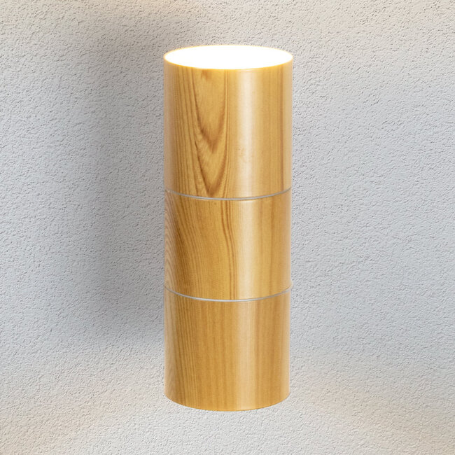 Contemporary elongated 2-light wall lamp in wood effect - Giorgia