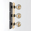 3-bulb black wall light, wood - Nolan