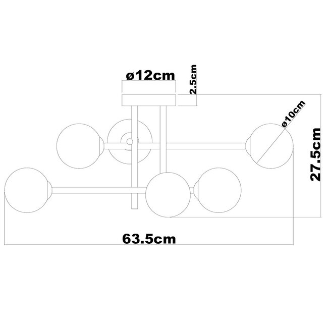 6-bulb ceiling light with transparent glass - Alec