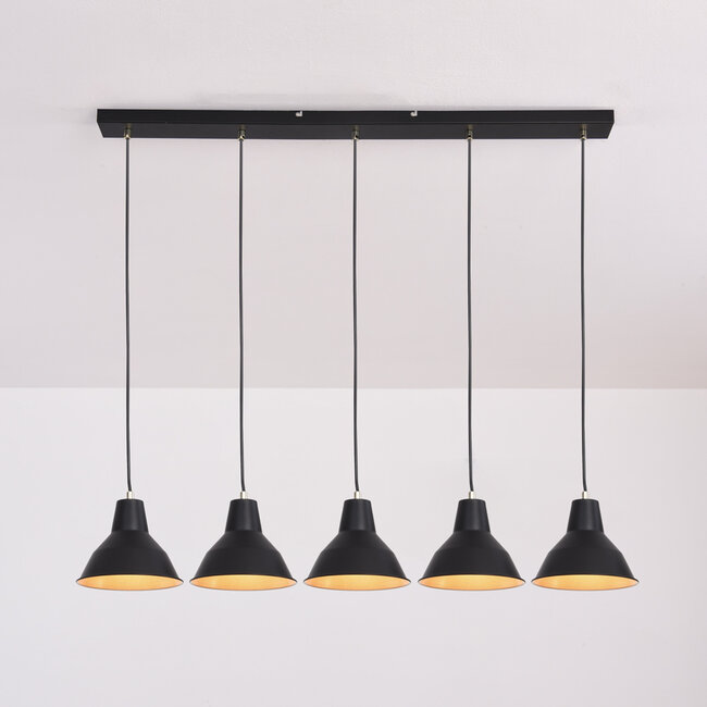 Modern 5-light pendant lamp Odin in black