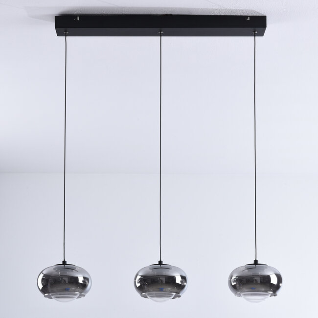 3-bulb pendant light with smoked glass and 3-step dim - Vive