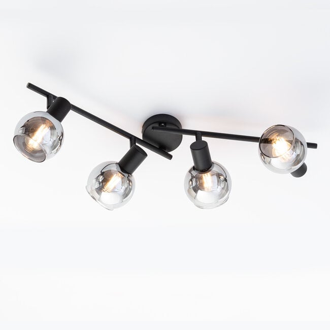 4-light ceiling light Florida - smoked glass with mirror effect