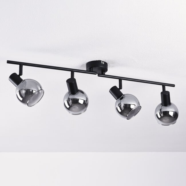 4-light ceiling light Florida - smoked glass with mirror effect