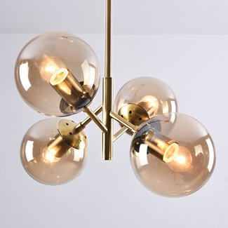 Retro Hanging Lamp with Brown Glass with 4 Lamps - Florence