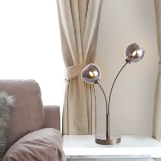 Modern table lamp with smoked glass, 2-lights - Savannah