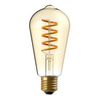 ST60 LED dimmable filament bulb, vertical spiral in amber 4W