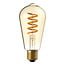 ST60 LED dimmable filament bulb, vertical spiral in amber 4W