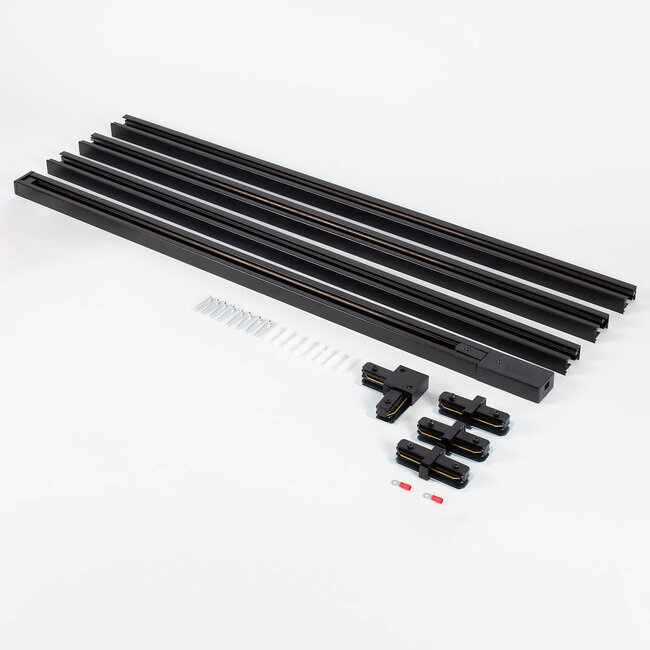 Modern single-phase track system of 3 meters with Jade spots - ceiling rail