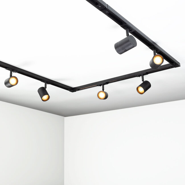 Industrial 1-phase 3-metre track lighting system with Jamie spotlights - Ceiling rail