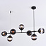 Black pendant light with smoked glass, 7-bulb - Hepta