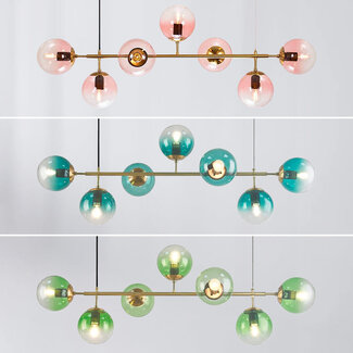 Gold pendant light Hepta in various color options, 7-bulb