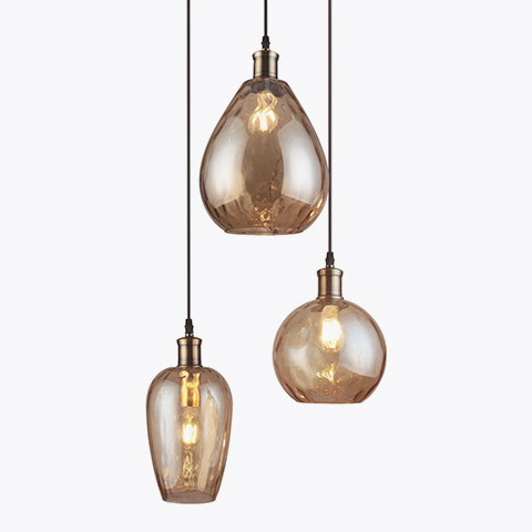 Pendant lamps with amber glass