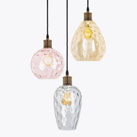 Pendant lamps with coloured glass