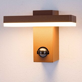 Outdoor wall light Roberto with sensor - rust brown