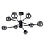 8-light ceiling light Idaho - black with smoked glass globes