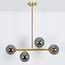 Gold pendant light Asun with smoked glass, 4-bulb