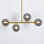 Gold pendant light Asun with smoked glass, 4-bulb