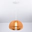 Round wooden pendant light Ikoma - open shade with curved slats