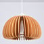 Round wooden pendant light Ikoma - open shade with curved slats