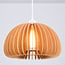 Round wooden pendant light Ikoma - open shade with curved slats