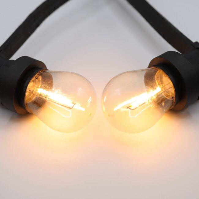 Festoon lights with 1 watt dimmable LED filament bulbs, 5m - 100m sets