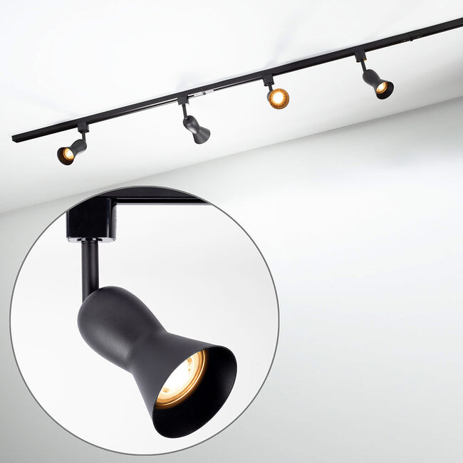 Modern 1-phase track system of 1.5 meters with Elle spots - ceiling spots